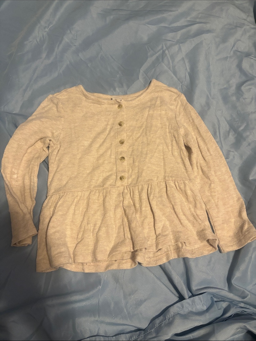 Old Navy Girls' Long-Sleeve Peplum Top - Light Beige